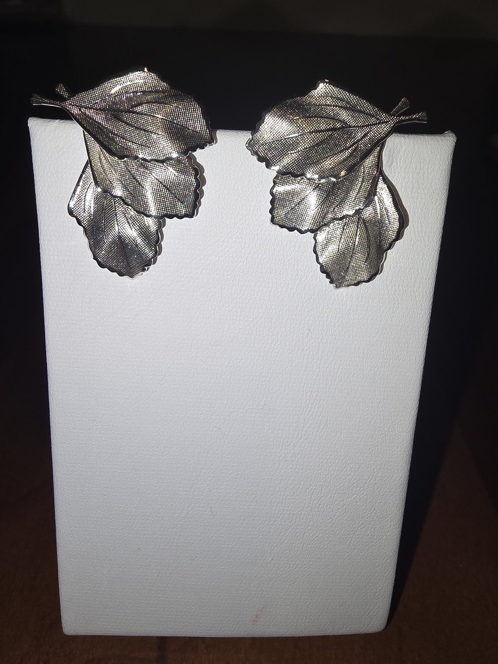 Silver Leaf Cluster Earrings - Clip Ons